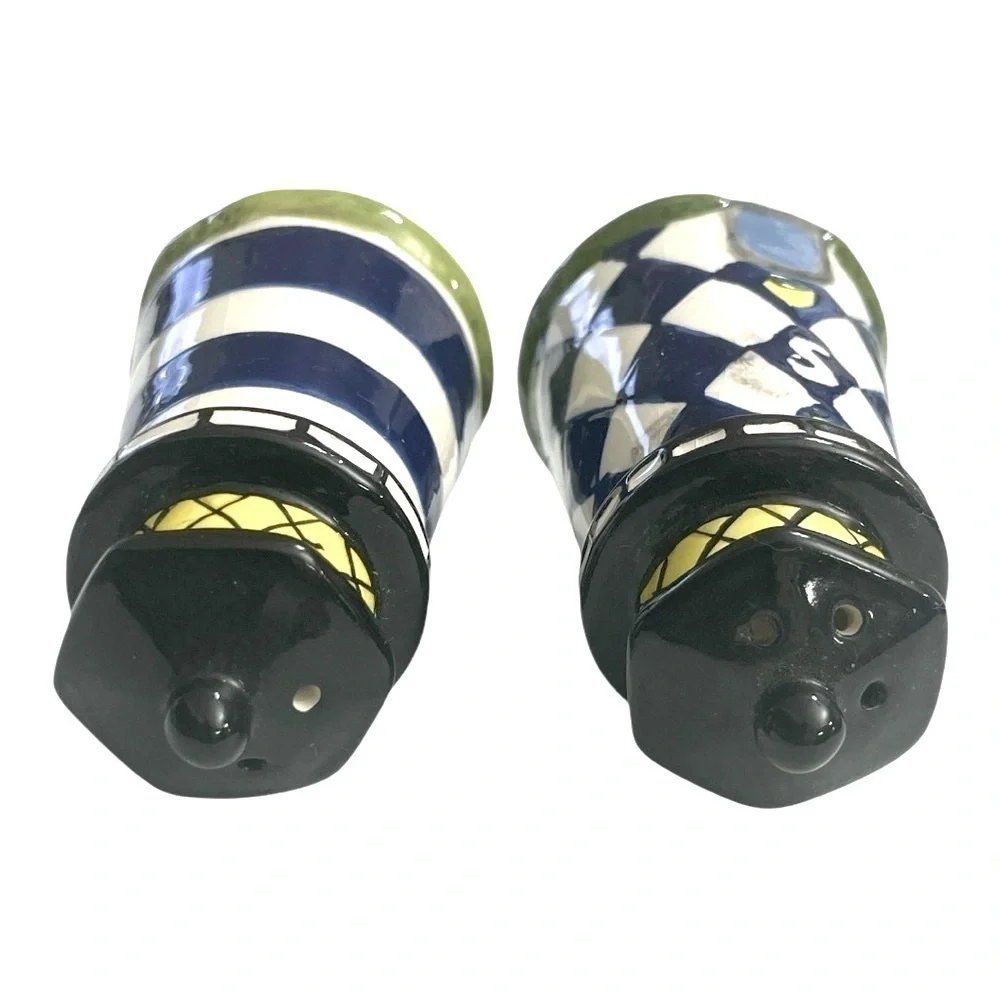 Lighthouse Salt & Pepper Shakers and Lighthouse Napkin Holder Set Ceramic